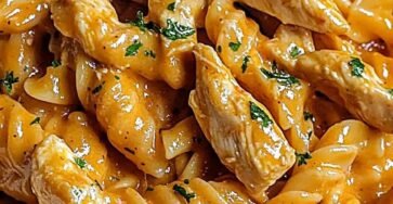 Creamy Cajun Chicken Lazone pasta with tender chicken strips in a rich garlic Parmesan cream sauce