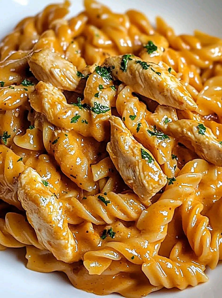 Creamy Cajun Chicken Lazone pasta with tender chicken strips in a rich garlic Parmesan cream sauce
