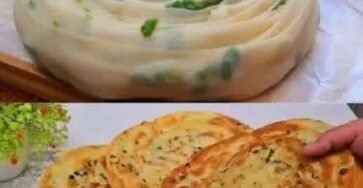 Golden flaky no-yeast garlic herb flatbread cooked in a skillet