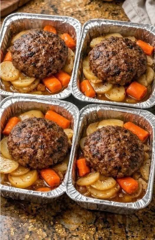 4-ingredient hamburger foil packet meals with ground beef, potatoes, and carrots
