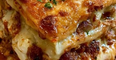 Million Dollar Italian Lasagna with creamy cheese, ground beef, Italian sausage, and melted mozzarella