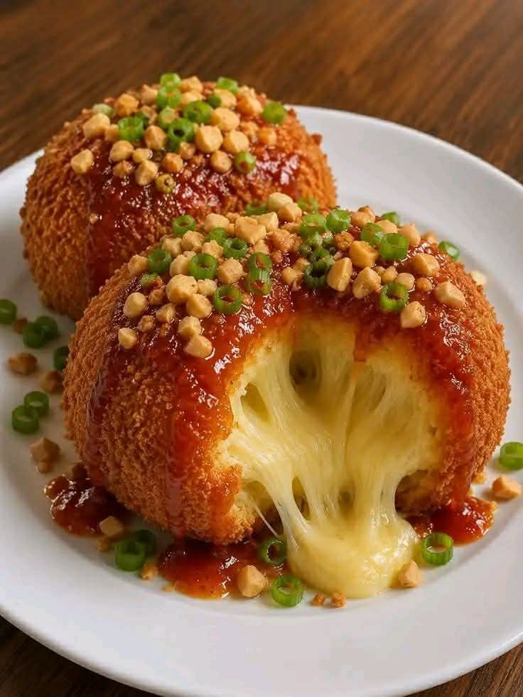 Pepper Jelly Cheeseball with creamy cheese, crunchy nuts, green onions, and sweet spicy pepper jelly