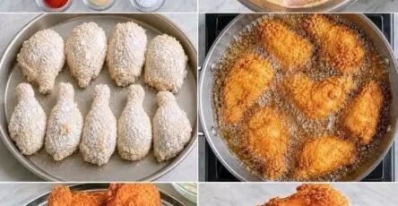 Homemade KFC-style crispy fried chicken with golden crunchy coating