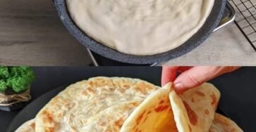 Easy skillet flatbread recipe with soft flaky layers and golden crust