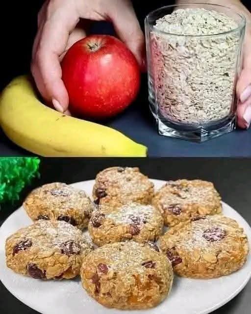 Healthy oatmeal apple banana cookies made with oats and fresh fruit