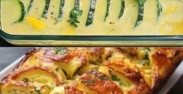 Golden cheesy zucchini bake with sliced zucchini and creamy filling